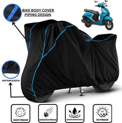 LE PRA Waterproof Two Wheeler Cover for Yamaha(Fascino, Black, Blue)