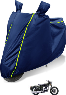 Auto Hub Waterproof Two Wheeler Cover for Royal Enfield(Battle Green, Blue)