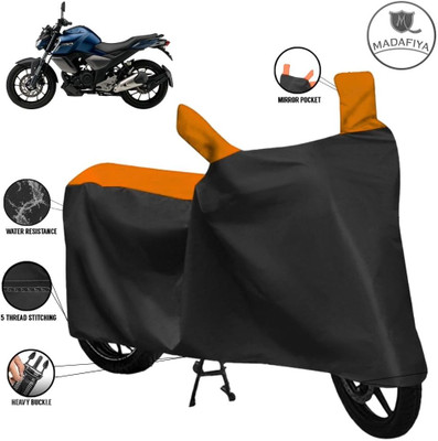 MADAFIYA Waterproof Two Wheeler Cover for Yamaha(FZ-Fi Version 3.0, Black, Orange)