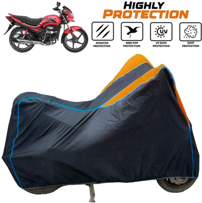 ZAQE Two Wheeler Cover for Hero(Passion Plus, Black, Orange, Blue)