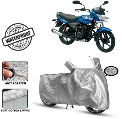 Autoinnovation Waterproof Two Wheeler Cover for Bajaj(Platina 100, Silver)
