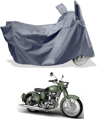 Amexride Two Wheeler Cover for Royal Enfield(Battle Green, Grey)