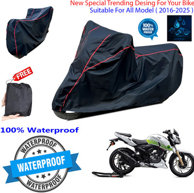 OliverX Waterproof Two Wheeler Cover for TVS(Apache RTR 200 Fi E100, Black)