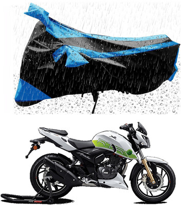 Mdstar Waterproof Two Wheeler Cover for TVS(Apache RTR 200 Fi E100, Blue, Black)