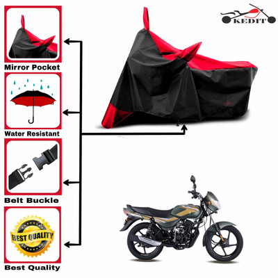 KEDIT Two Wheeler Cover for Bajaj(CT100, Red, Black)