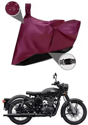 KEDIT Two Wheeler Cover for Royal Enfield(Classic Stealth Black BS6, Maroon)