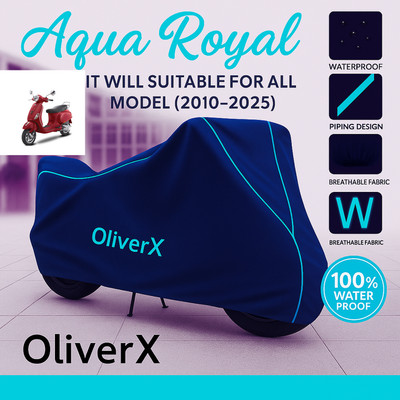 OliverX Waterproof Two Wheeler Cover for Vespa(VXL 125 BS6, Blue, Red)