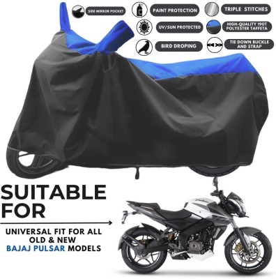 ZAQE Two Wheeler Cover for Bajaj(Pulsar 200 NS DTS-i, Black, Blue)