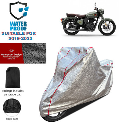 PAGORA Waterproof Two Wheeler Cover for Royal Enfield(Classic 350 Signals, Silver)