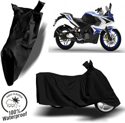 ROYAL AUTO MART Waterproof Two Wheeler Cover for Bajaj(Pulsar RS 200, Black)