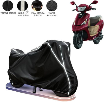 BOTAUTO Two Wheeler Cover for TVS(Scooty Zest 110, Black, White)