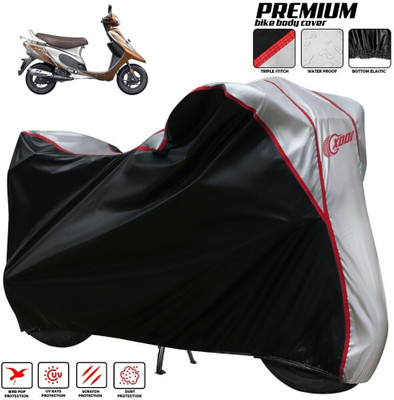 xodi Waterproof Two Wheeler Cover for TVS(Scooty Pep Plus, Silver, Black)