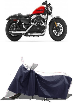 SUGASHRI Waterproof Two Wheeler Cover for Harley Davidson(Forty Eight, White, Blue)