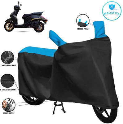 MADAFIYA Waterproof Two Wheeler Cover for Yamaha(Fascino 125, Black, Blue)