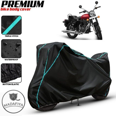 ZAQE Waterproof Two Wheeler Cover for Royal Enfield(Bullet 350, Black)