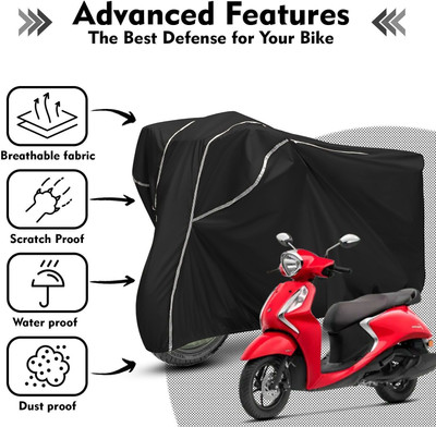 AutoGalaxy Waterproof Two Wheeler Cover for Yamaha(Fascino, Black, White)