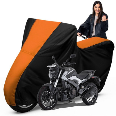 Car Styling Waterproof Two Wheeler Cover for Bajaj(Dominar 250, Black, Orange)