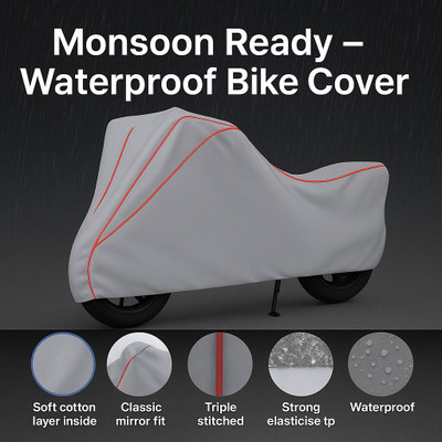 Auto Udaan Waterproof Two Wheeler Cover for Honda(Hness CB350, Grey, Red)