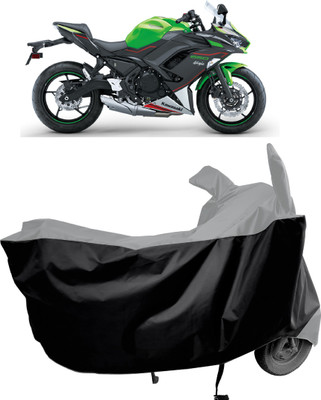 Amexride Two Wheeler Cover for Kawasaki(Ninja 650 bs6, Black, Grey)
