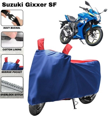 brandroofz Two Wheeler Cover for Suzuki(Gixxer SF, Blue, Red)