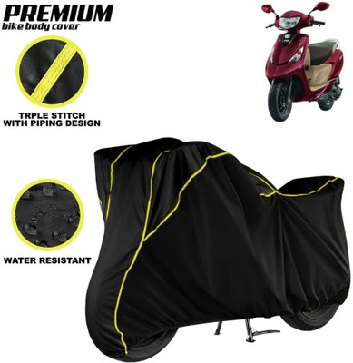kerwa Waterproof Two Wheeler Cover for TVS(Scooty Zest, Black, Yellow)