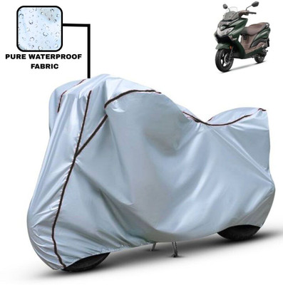 Delphinium Waterproof Two Wheeler Cover for Suzuki(Burgman Street, Silver, Black)