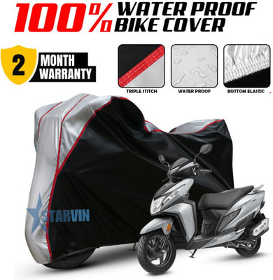Starvin Waterproof Two Wheeler Cover for Honda(Dio, Black, Silver)