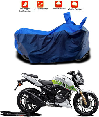 Mdstar Waterproof Two Wheeler Cover for TVS(Apache RTR 200 Fi E100, Blue, Blue)