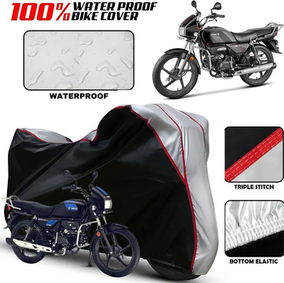 Starvin Waterproof Two Wheeler Cover for Hero(Splendor I Smart, Black, Silver)