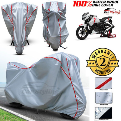 Car Styling Waterproof Two Wheeler Cover for TVS(Apache, Black, Silver)