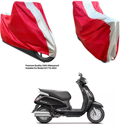 AutoGalaxy Waterproof Two Wheeler Cover for Suzuki(Access 125, Silver, Red)