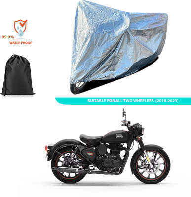 CODOKI Waterproof Two Wheeler Cover for Royal Enfield(Classic 350, Silver)