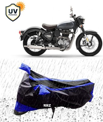 RRZ Waterproof Two Wheeler Cover for Royal Enfield(Classic 350, Black, Blue)