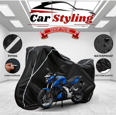 Car Styling Waterproof Two Wheeler Cover for Bajaj(Pulsar N160, Black, White)