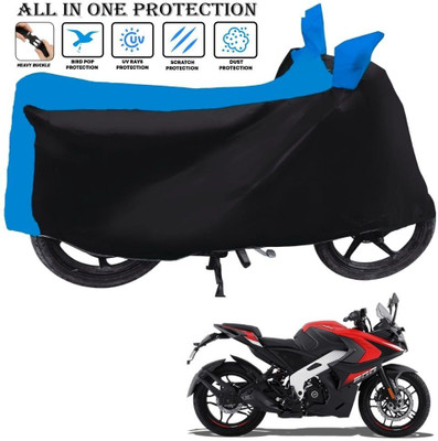 AUTOCAD Waterproof Two Wheeler Cover for Bajaj(Pulsar 200 NS DTS-i, Black, Blue)