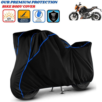 Delphinium Waterproof Two Wheeler Cover for KTM(125 Duke, Black, Blue)