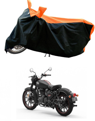 DeepShakshi AUTOMOTIVE Waterproof Two Wheeler Cover for Royal Enfield(Classic Stealth Black, Orange)