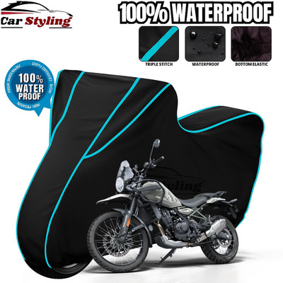 Car Styling Waterproof Two Wheeler Cover for Royal Enfield(Himalayan, Black, Blue)