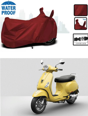 Mdstar Waterproof Two Wheeler Cover for Vespa(Vespa VXL 125, Maroon)