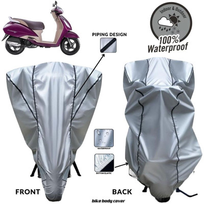 MADAFIYA Two Wheeler Cover for TVS(Jupiter Grande, Silver, Black)
