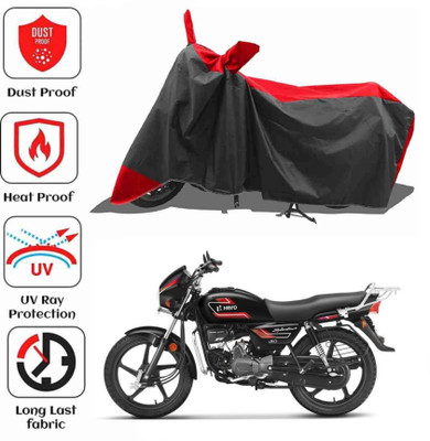 AIKOZIYA Waterproof Two Wheeler Cover for Hero(Splendor Plus, Black, Red)