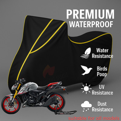 pocket bazar Waterproof Two Wheeler Cover for TVS(Apache RTR 200 4V, Black, Yellow)