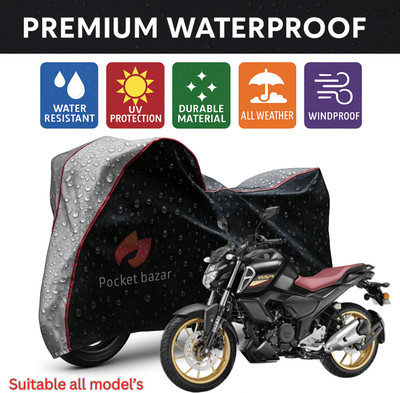 pocket bazar Waterproof Two Wheeler Cover for Yamaha(FZS-FI V3 BS6, Black, Silver)