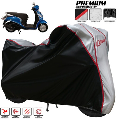 xodi Waterproof Two Wheeler Cover for Yamaha(Fascino BS6, Silver, Black)