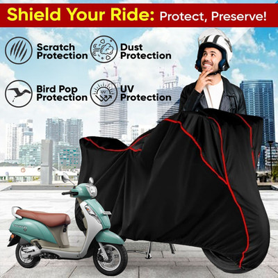 Shiv Kanha Waterproof Two Wheeler Cover for Suzuki(Access 125, Black)