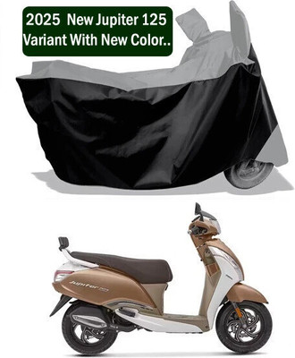 Amexride Two Wheeler Cover for TVS(Jupiter 125, Grey, Black)