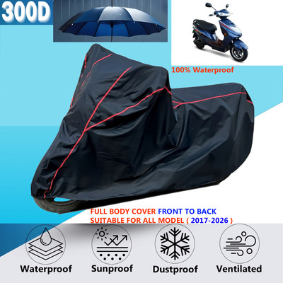 AUTOCAD Waterproof Two Wheeler Cover for Okinawa(Ridge, Black, Red)