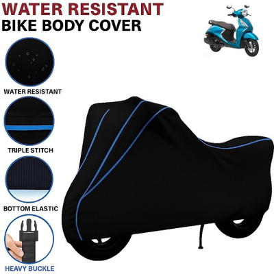 BigFly Waterproof Two Wheeler Cover for Yamaha(Fascino, Black, Blue)