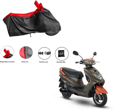RiderShine Waterproof Two Wheeler Cover for Okinawa(Ridge Plus, Black, Red)