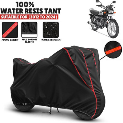 Mwiss Waterproof Two Wheeler Cover for Hero(Splendor Plus, Black, Red)